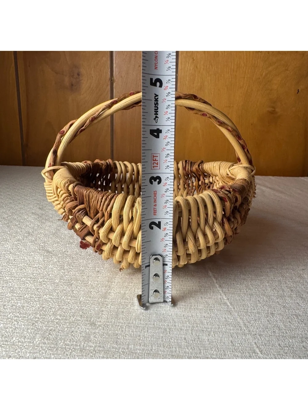 Vintage Handmade Butt Basket Woven Folk Art Decorative Basket With Handle